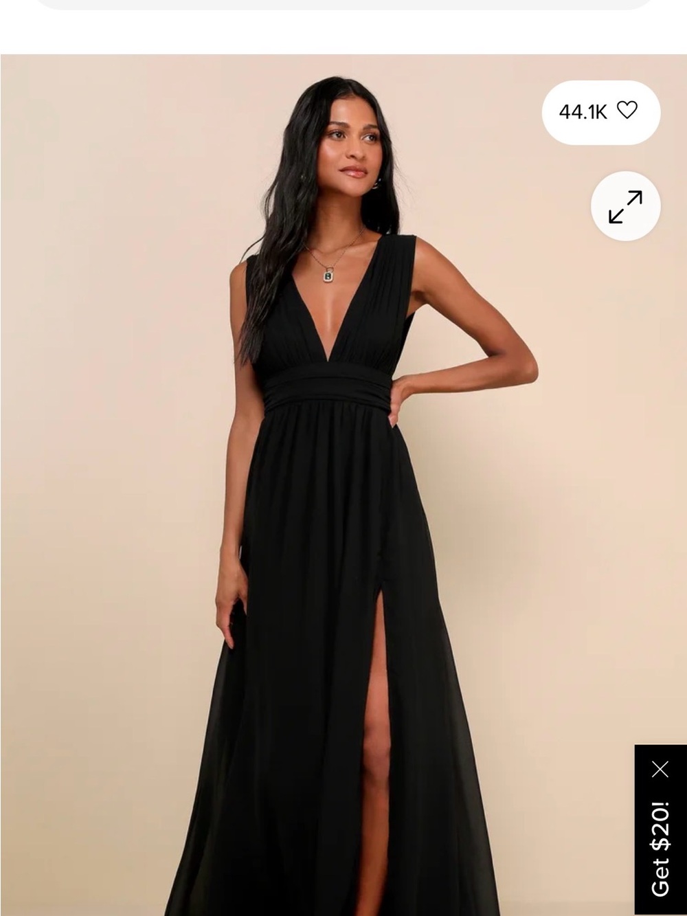 NWT Large Lulus Formal Elegant Black V-Neck Maxi Dress with Thigh Slit